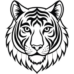 Tiger Head Line Art Vector Illustration


