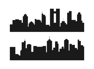 Naklejka premium City skyline silhouettes vector set. Urban landscape illustration.