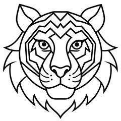 Obraz premium Tiger Head Line Art Vector Illustration