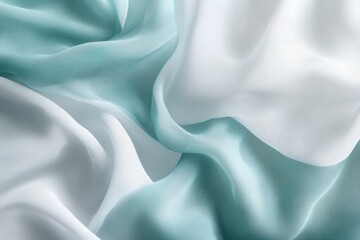 Obraz premium Soft fabric with light blue and white colors creating elegant folds and gentle flowing waves pattern