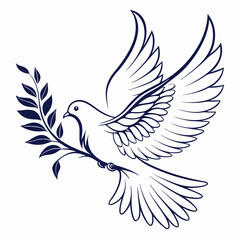 Obraz premium Peaceful flying dove vector with wings spread as a symbol of love and freedom