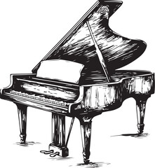 Grand piano hand drawn sketch style vector © Sean