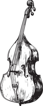 black and white upright bass drawing clip art preview