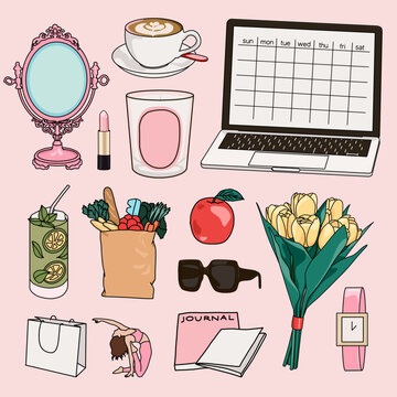 Pastel Lifestyle and Self-Care Icon Set