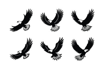 bald eagle flying vector art silhouette