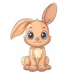 Cute animated bunny with oversized ears, big eyes, and a friendly expression, ideal for children's stories or playful themes.
