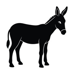donkey silhouette on white background.