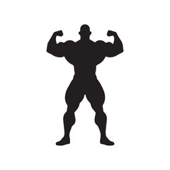 Fototapeta premium Bodybuilder Silhouette Muscular Physique Vector Art.