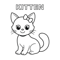 A  baby kitten coloring page vector art illustration