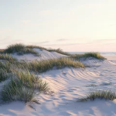 Papier peint photo Photos image of soft coastal dunes dotted with sea grass illuminated by early dawn light isolated on a plain background gently rolling dunes with subtle ripples and sparse sea grass   © Hassan Ahmad Kundi