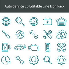 Fototapeta premium Collection of auto service icons machine workshop vehicle car vector editable.