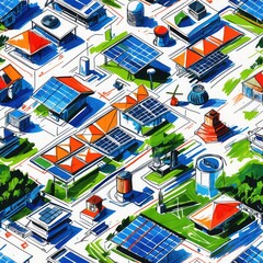 Abstract Pattern Background. Blue Orange Shapes. Repeating Backdrop Design. Endless Ornament. Regular Wallpaper. Graphic Print. Decorative Art.