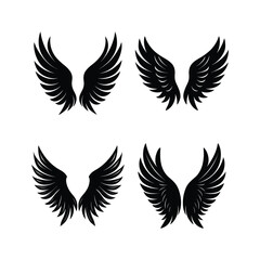 A set of angel-wings silhouette vector art illustration