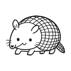 A vector illustration of a happy armadillo with a smile, rolling over a little.