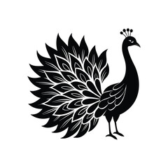 Peacock silhouette vector art illustration