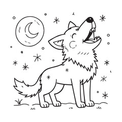 A vector illustration of a joyful wolf howling at the moon.