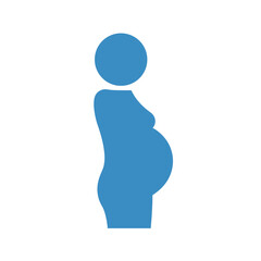 Pregnancy Icon: A minimalist icon of a pregnant woman, rendered in solid blue, symbolizing anticipation, life, and the miracle of childbirth.