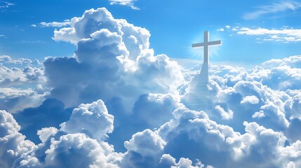 Fototapeta premium A crossshaped cloud formation in the sky above an aircraft