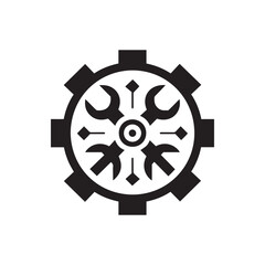 Fototapeta premium mechanical symbol, industrial logo black and white design
