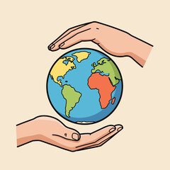 Protecting Our Planet: A symbolic illustration of human hands cradling the Earth, representing the importance of global conservation and environmental care.