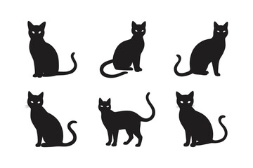 black cat vector art silhouette