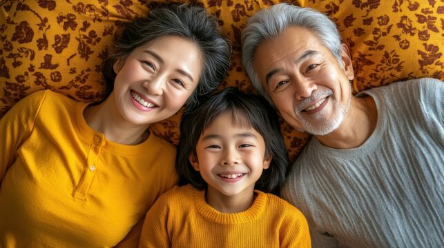 Joyful Family Portrait with Smiles in Cozy Setting