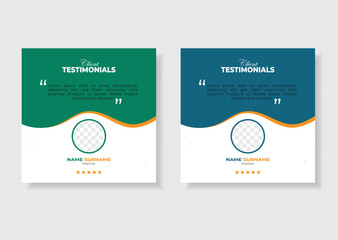 Testimonials or client review by customer and post for social media, web banner template layout.