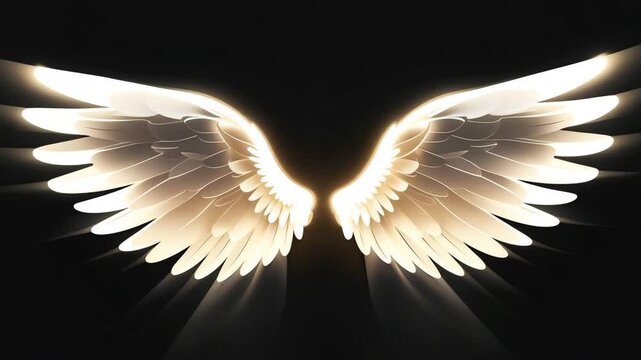 Angel wings isolated on a black background.