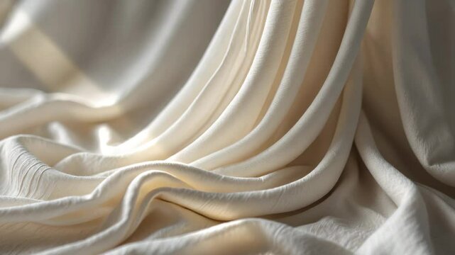 Blur highlights the fabric's texture through soft, flowing waves. The intricate interaction of light and shadow on the material enhances its sophisticated and understated elegance.