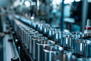 Obraz premium mass production of a assembly line of electric car battery cells