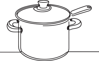 Minimalistic Saucepan Line Drawing