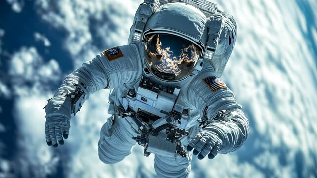 An Astronaut is Gracefully Floating in Space, Beautifully Set Against a Stunning Backdrop of Earth Beneath Them