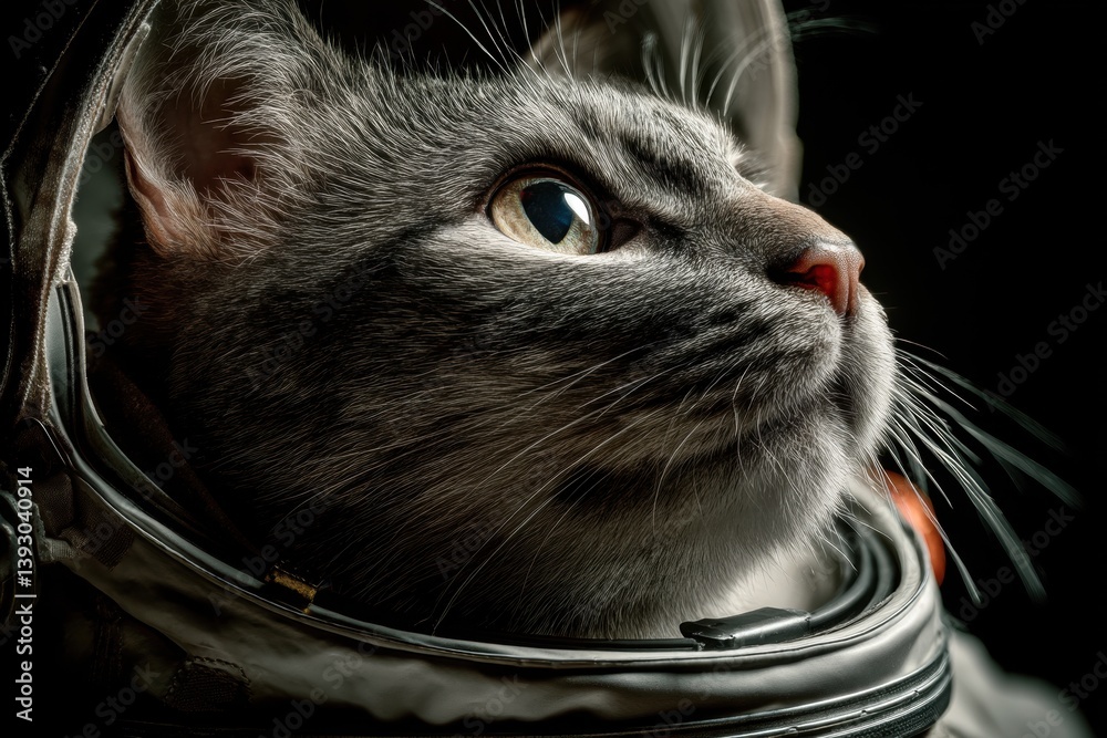 Wall mural astronaut cat exploring outer space adventure concept