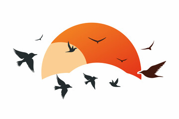 two birds on a white background