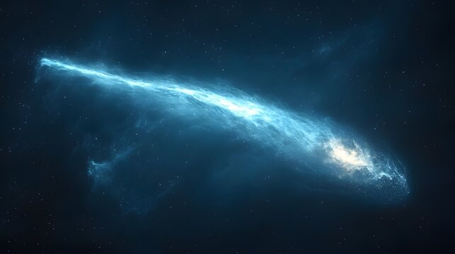 Mesmerizing Interstellar Comet with Intricate Hightech Particle Glints Across a Profound Void Offering Expansive Copy Space for Dynamic Creative Design