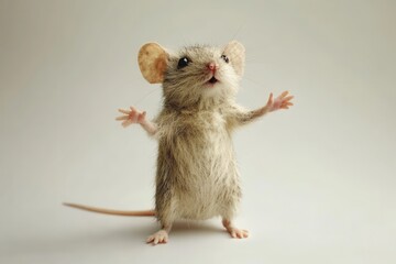 Mouse Standing on Hind Legs Gesturing with Front Paws