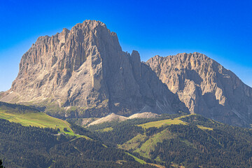 View of the Sassolungo massif from the Col Raiser. South Tyrol, Dolomites, Italy