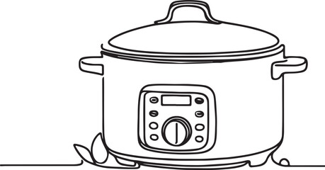 Slow Cooker Line Drawing Illustration