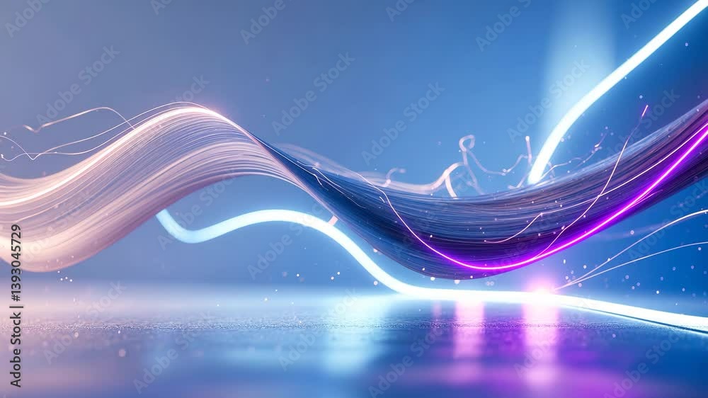 Poster dynamic motion, abstract wave patterns, illuminated technology background, blank space...