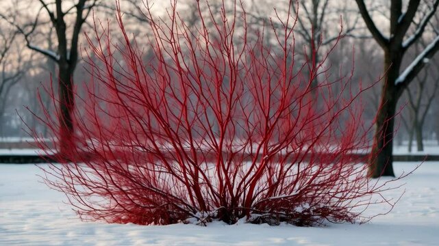 Dogwood bush in winter season