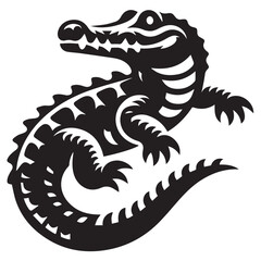 Crocodile silhouette black and white vector icon
