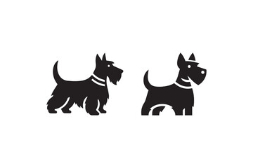 simple scottish terrier dog silhouette icon vector isolated in white background