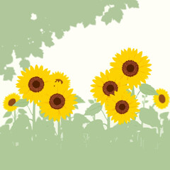 Vibrant Sunflowers with A Shady Garden