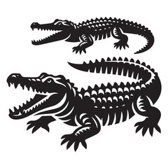 Crocodile silhouette black and white vector icon