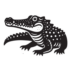 Fototapeta premium Crocodile silhouette black and white vector icon