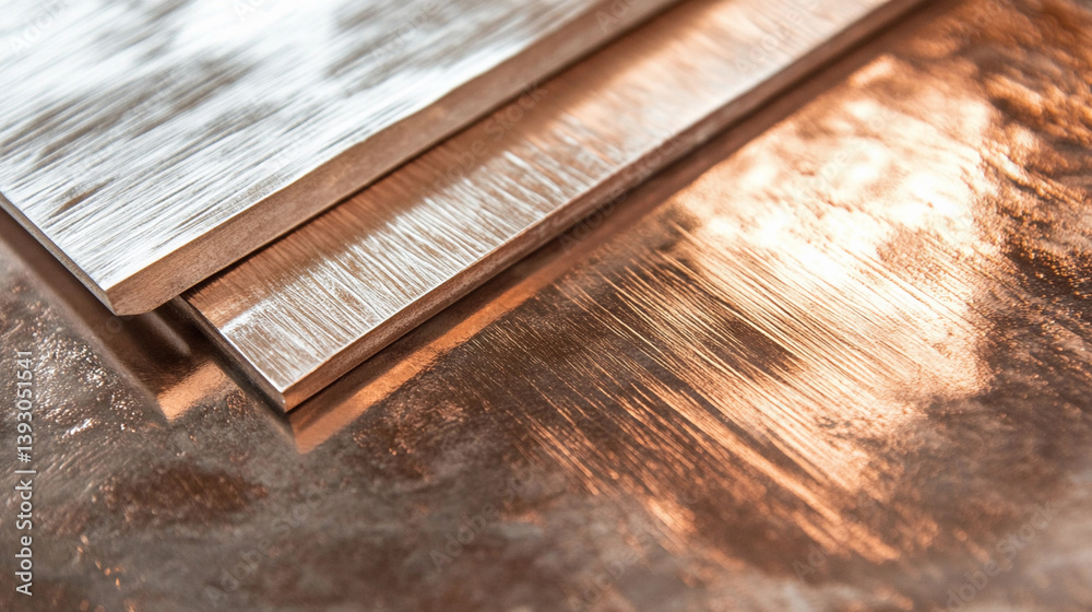 Poster brushed metallic surface features striking copper textures generative ai
