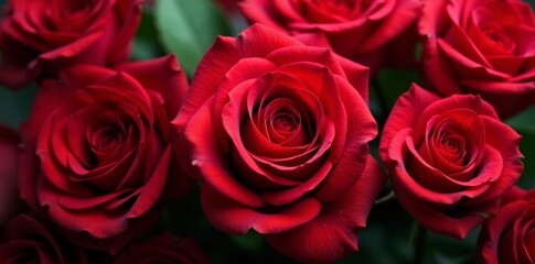 Obraz premium A lush backdrop of crimson red roses, perfect for Valentine's Day designs, celebration, background
