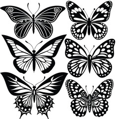 "Elegant Butterfly Silhouettes: Graceful Winged Beauty in Artistic Shadows"