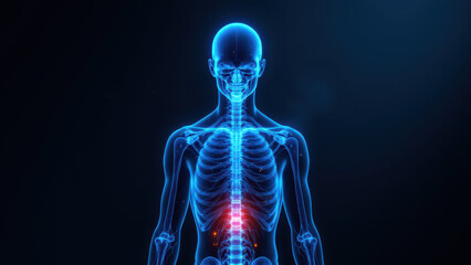 A 3D rendering of a human torso with VNS, or Vagus Nerve Stimulation, highlighted to indicate its location within the body.