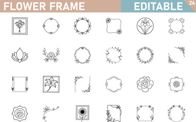 Editable Floral Frames 24 Outline Flower Frame Designs